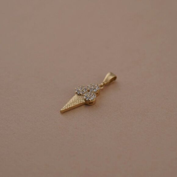 14K Solid Gold Ice Cream Charm | Modern Jewelry | Symbols of Celebration & Joy | - Picture 5 of 9